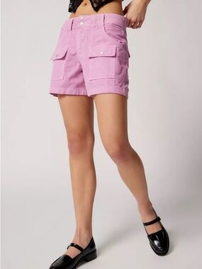 BDG Corduroy Cargo Shorts in Pink